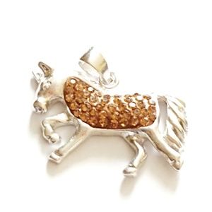 Rhinestone Horse Charm Brown Sparkly